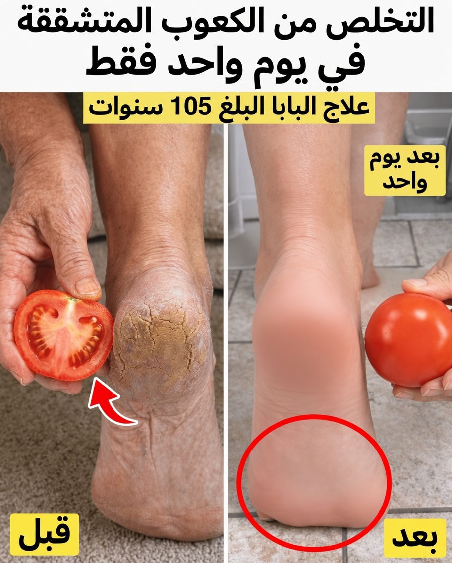 تعلّم نصائح بسيطة للعناية المنزلية بالكعبين الجافين والمتشققين باستخدام مكونات المطبخ اليومية مثل الطماطم