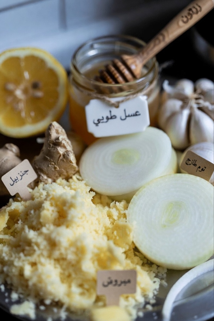 كيفية تحضير هذا المزيج السهل من الزنجبيل المبشور والبصل والثوم وعصير الليمون والعسل في مطبخك