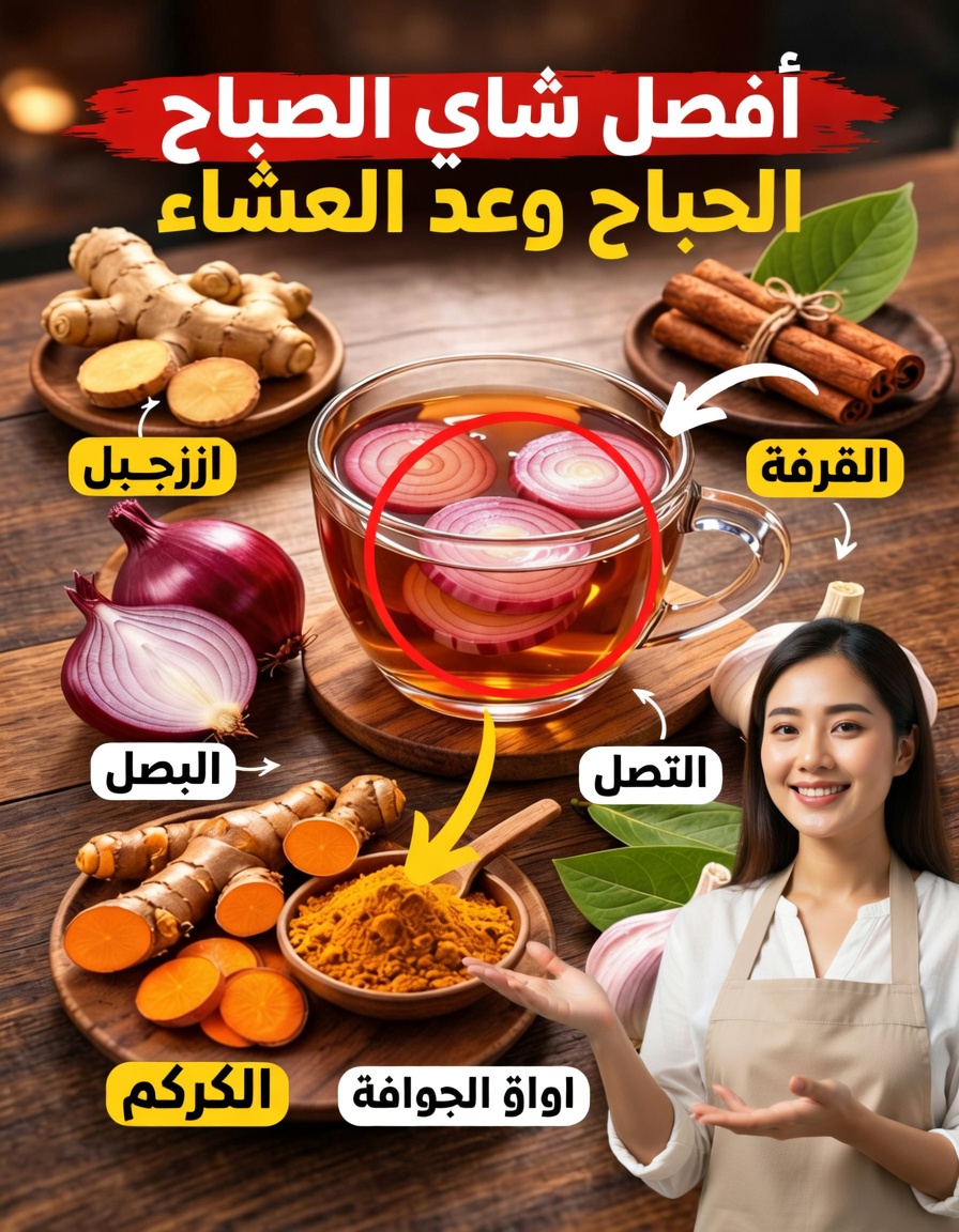 اكتشف وصفة الشاي الشهيرة هذه للصباح وبعد العشاء بالزنجبيل والكركم والبصل والثوم والقرفة وأوراق الجوافة