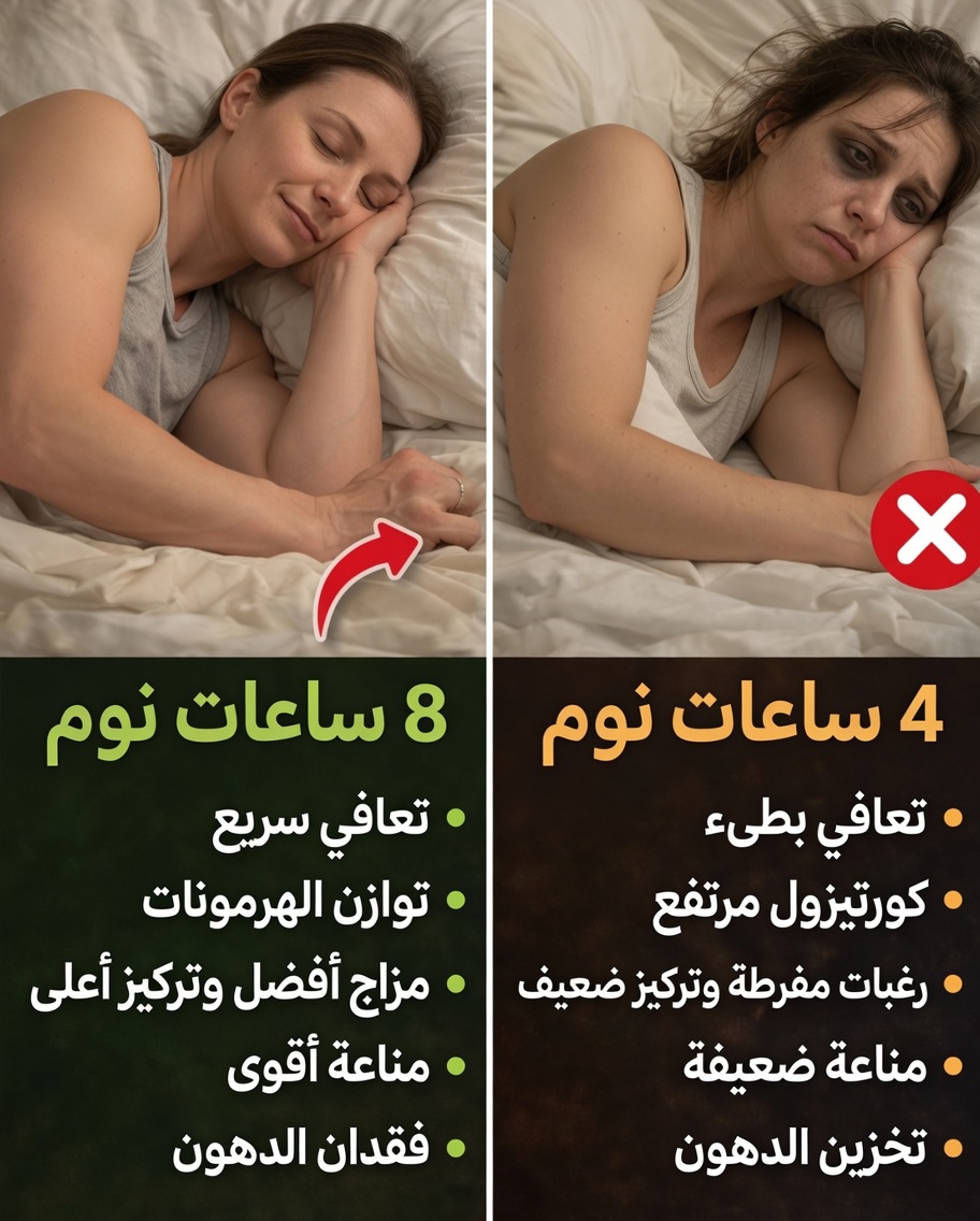 ماذا يحدث لجسمك عند النوم 8 ساعات مقارنةً بـ 4 ساعات: دليل أساسي