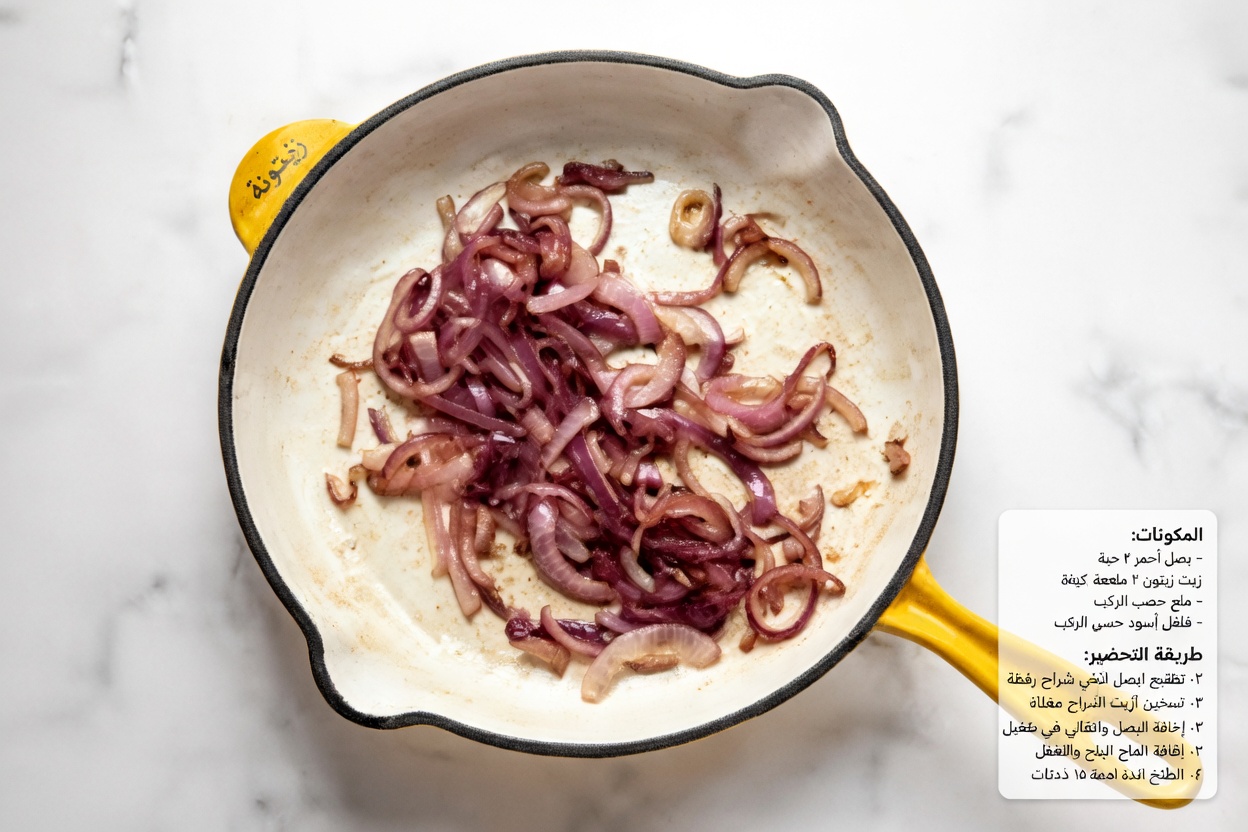مقلاة الفاصوليا السوداء والبصل الأحمر على الطريقة المتوسطية