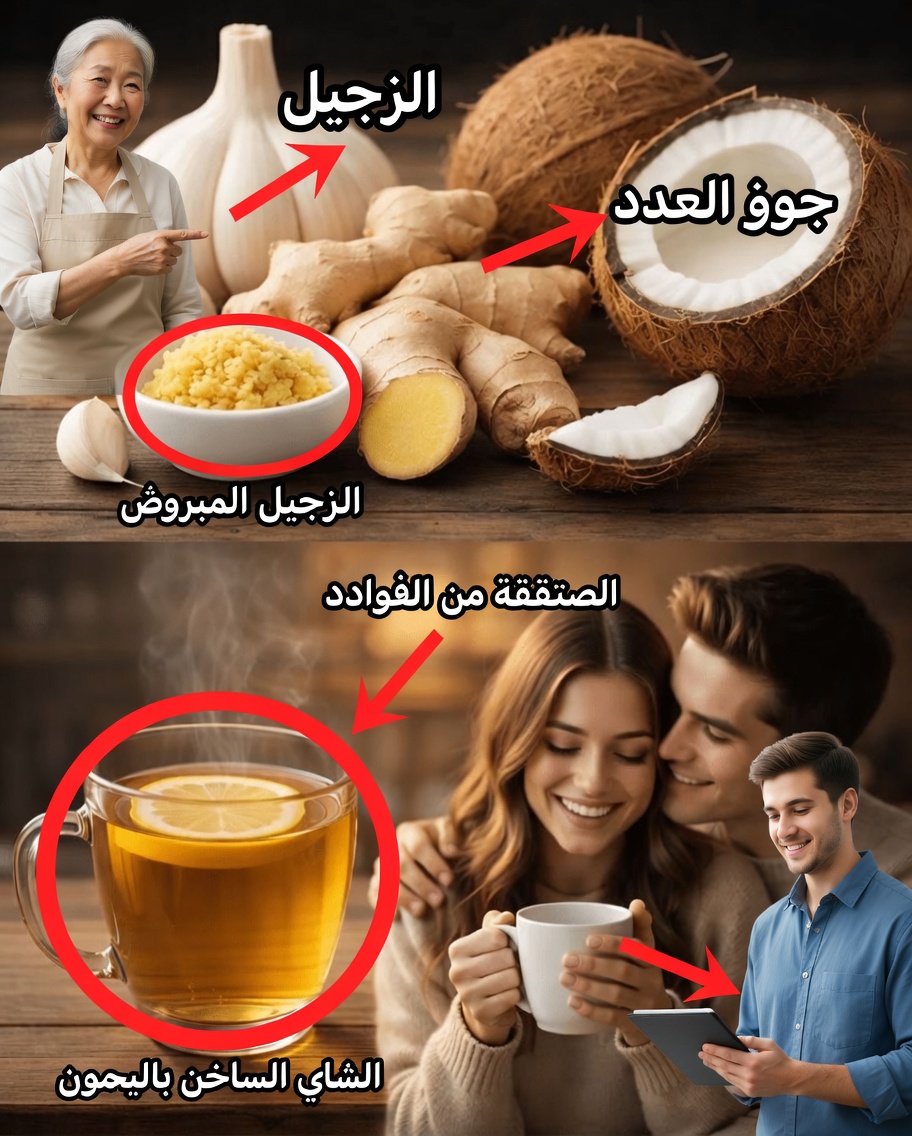 مزيج ماء جوز الهند مع الثوم والزنجبيل: شراب حيوي تقليدي (يُستَخدم باعتدال)