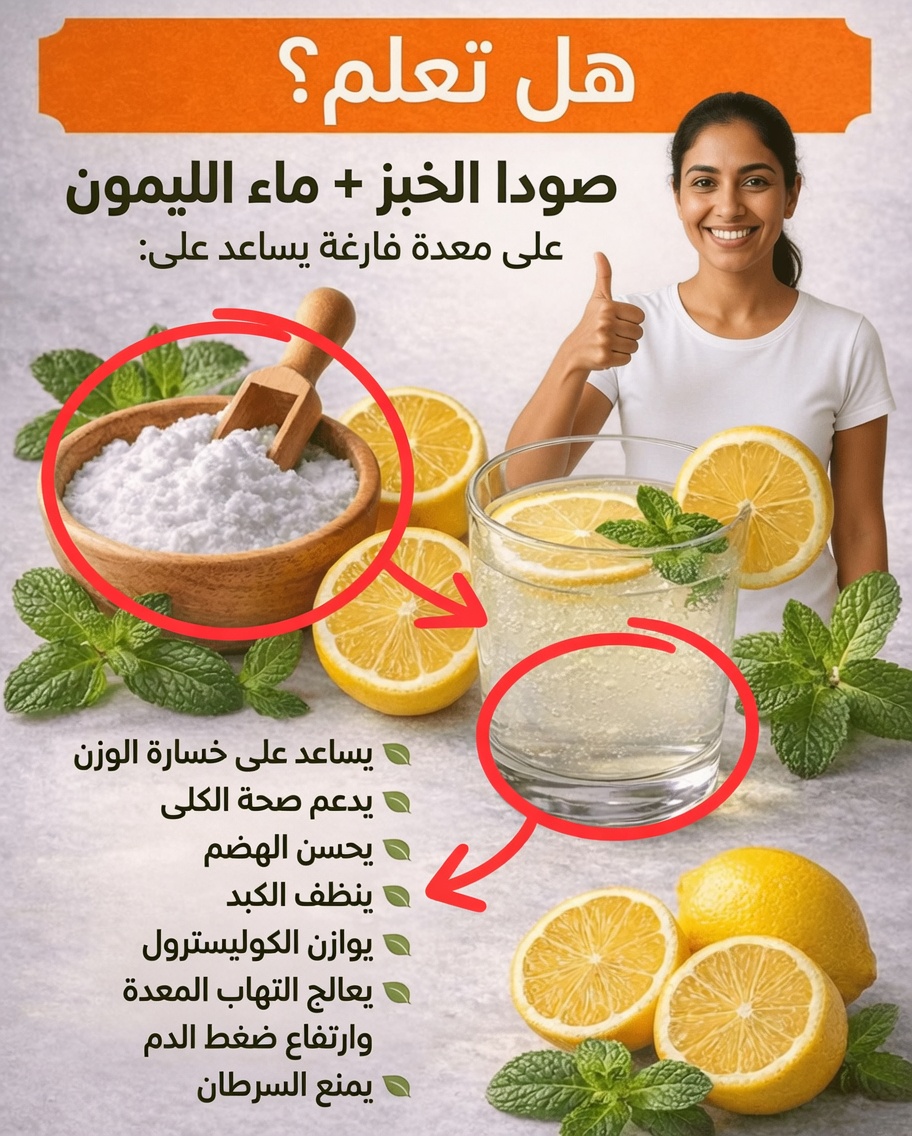 ماء الليمون مع بيكربونات الصوديوم: ماذا يحدث لجسمك عندما تشرب هذا المزيج البسيط من المطبخ