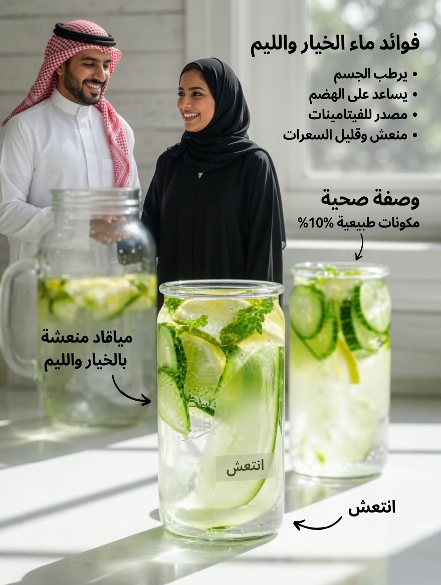 ٩ أسباب تجعلك تشرب مزيج الخيار والزنجبيل والنعناع والليمون والماء كل يوم