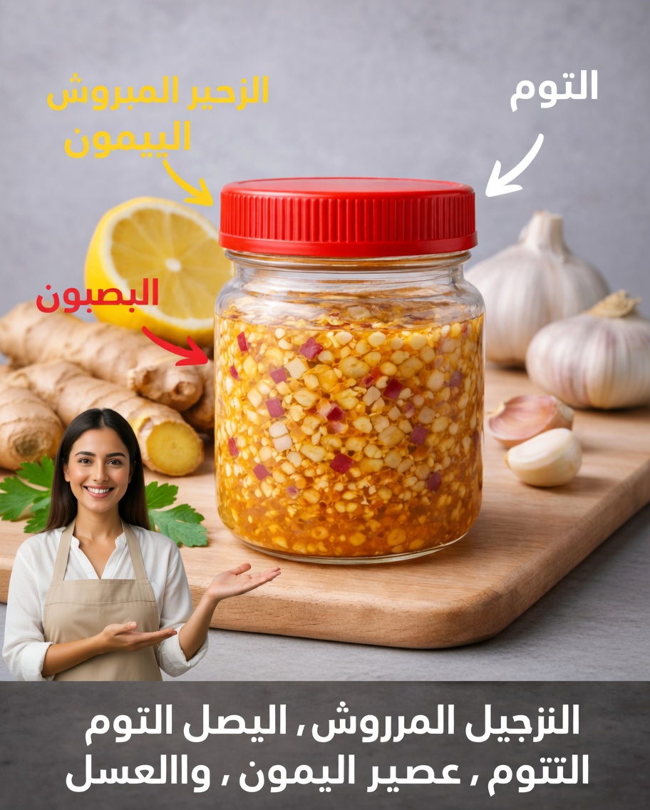 اكتشف الفائدة الصحية المدهشة من الزنجبيل والبصل والثوم والليمون والعسل للحيوية اليومية بعد سن الأربعين