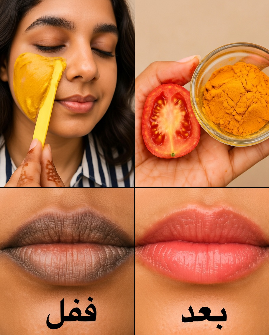 طريقة عمل كريم بسيط منزلي من الطماطم والكركم لمنح الشفاه لونًا ورديًا طبيعيًا في المنزل