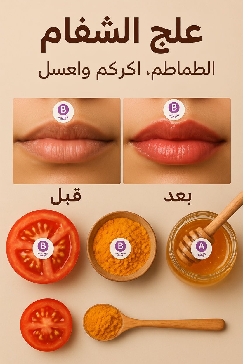طريقة عمل كريم بسيط منزلي من الطماطم والكركم لمنح الشفاه لونًا ورديًا طبيعيًا في المنزل