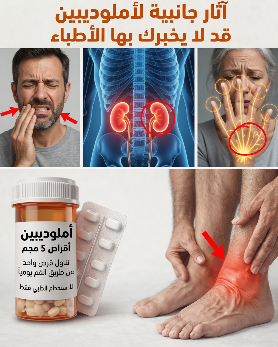 ١٢ عرضًا جانبيًا لأملوديبين يجب أن يفهمها كل شخص بالغ فوق سنّ ٤٥ يتناول أدوية ضغط الدم