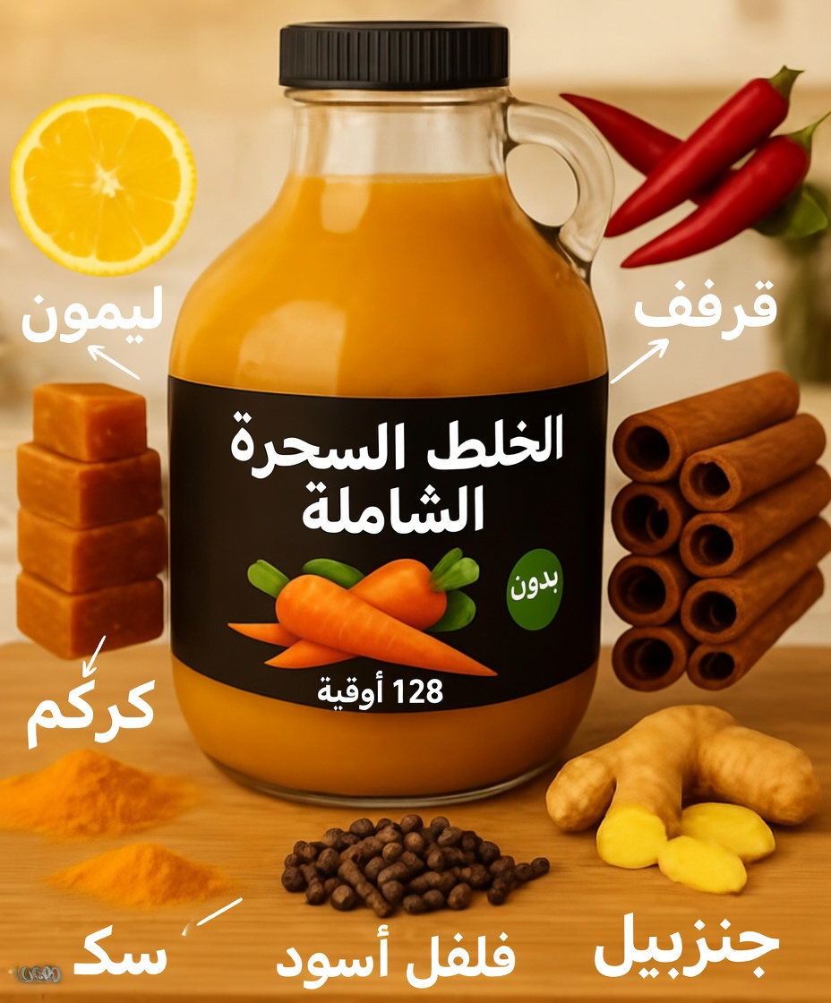 جرعات التونيك الشامل فاير سايدر مع خل التفاح العضوي والأم القرفة والقرنفل والليمون والزنجبيل والكركم وفلفل الكايين والعسل