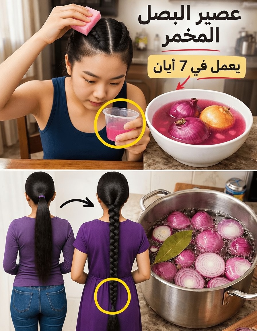 عصير البصل المُخمّر: السر الطبيعي لنمو الشعر الذي غيّر خصلاتي – أسرع، أكثر كثافة، وأكثر صحة خلال أسابيع
