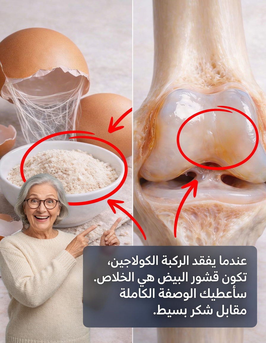 عندما تفقد ركبتك الكولاجين، تصبح قشور البيض منقذًا للحياة. الوصفة في أول تعليق.