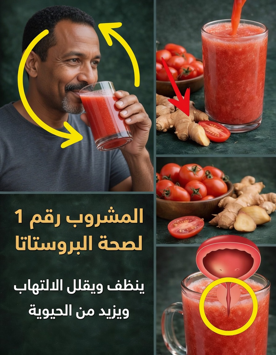 مشروب طبيعي بالثوم والطماطم والكركم للرجال فوق سن الأربعين: دعم يومي بسيط لصحة البروستاتا