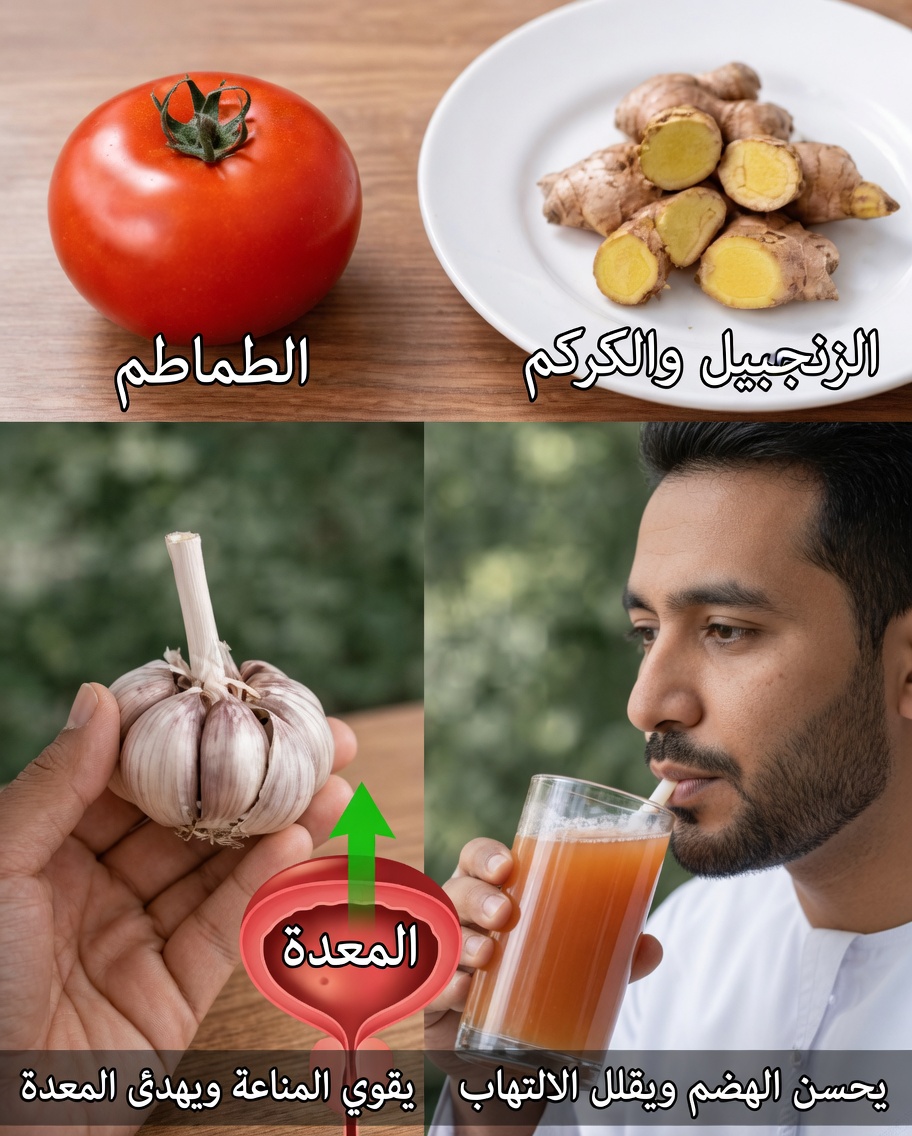 مشروب طبيعي بالثوم والطماطم والكركم للرجال فوق سن الأربعين: دعم يومي بسيط لصحة البروستاتا