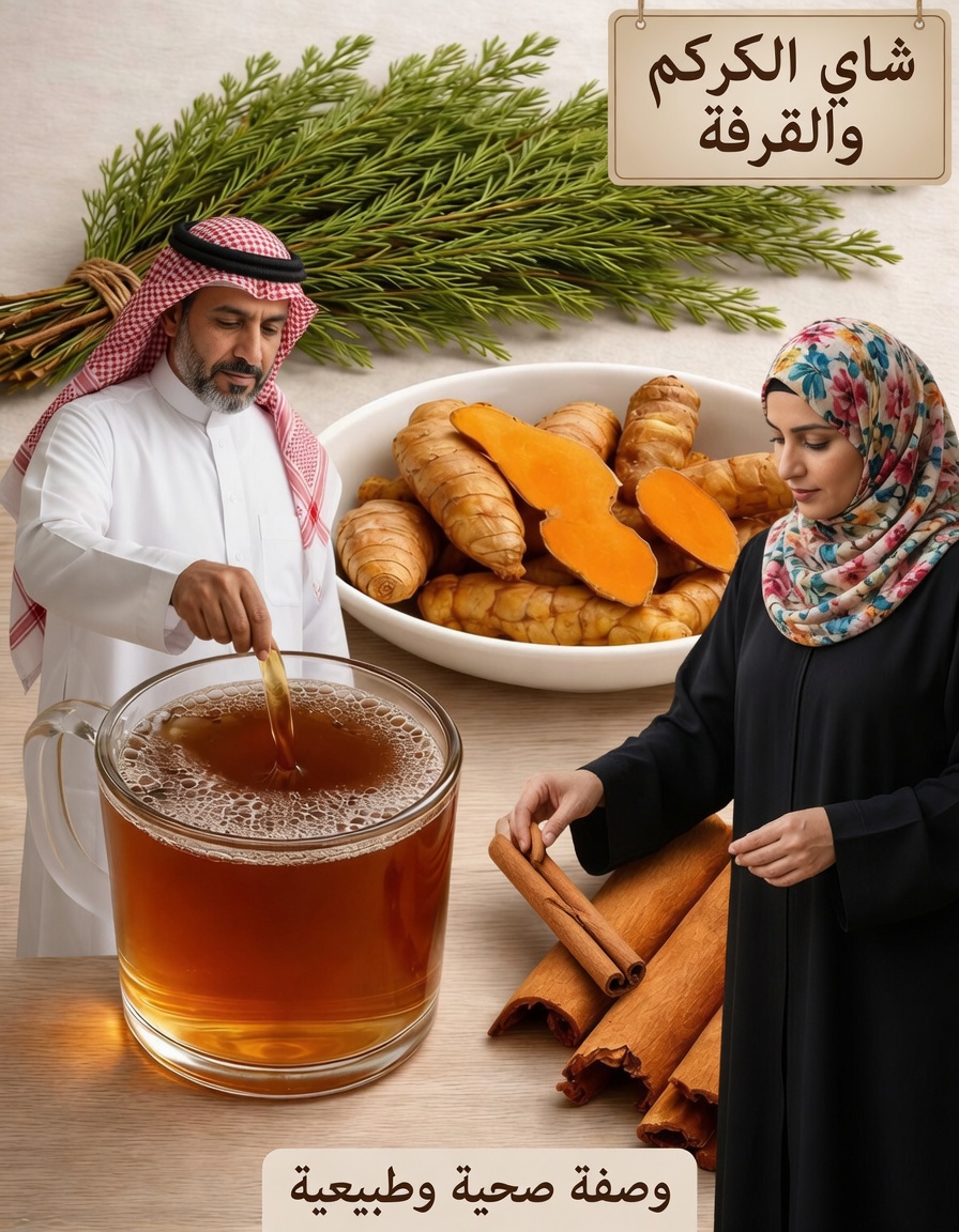 شاي أوراق الصنوبر والكركم والقرفة – مشروب طبيعي لدعم توازن صحي لمستوى السكر في الدم
