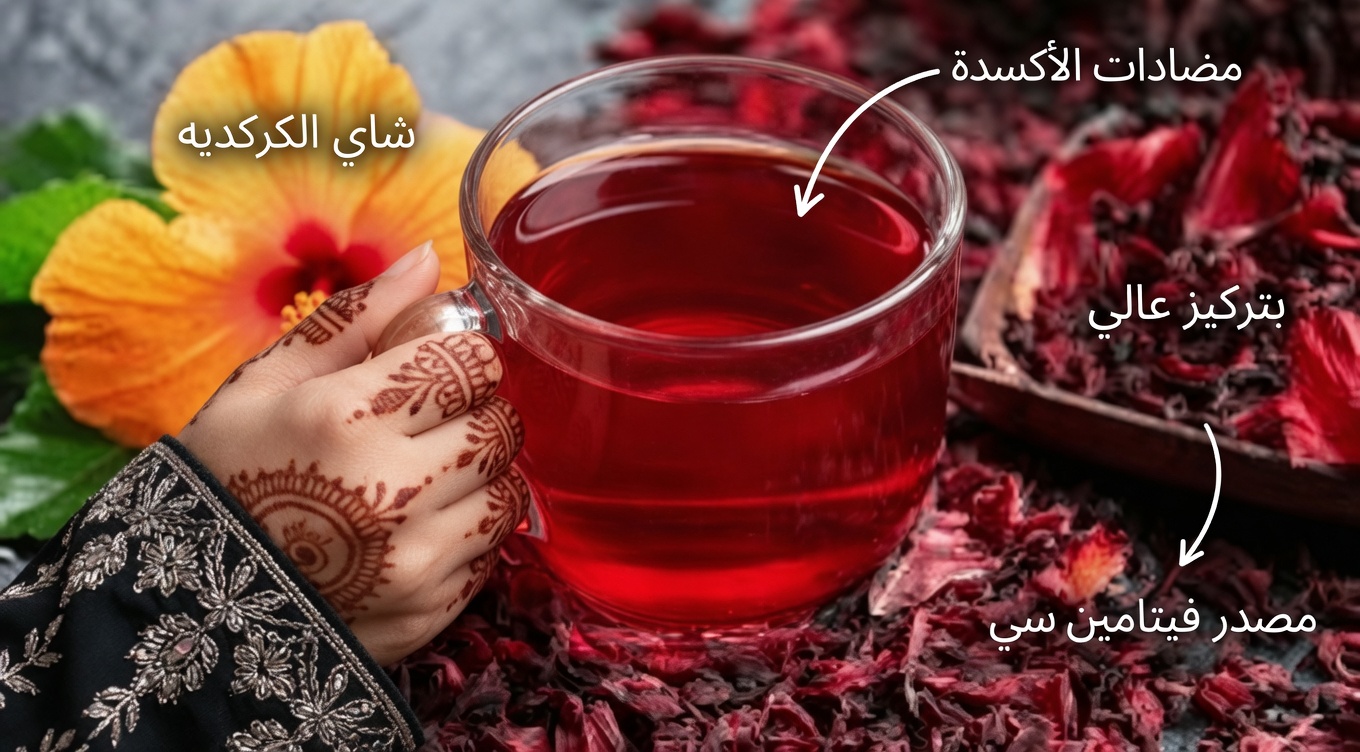 الزنجبيل وأوراق الغار والكركديه: مشروب عشبي منعش للعافية اليومية