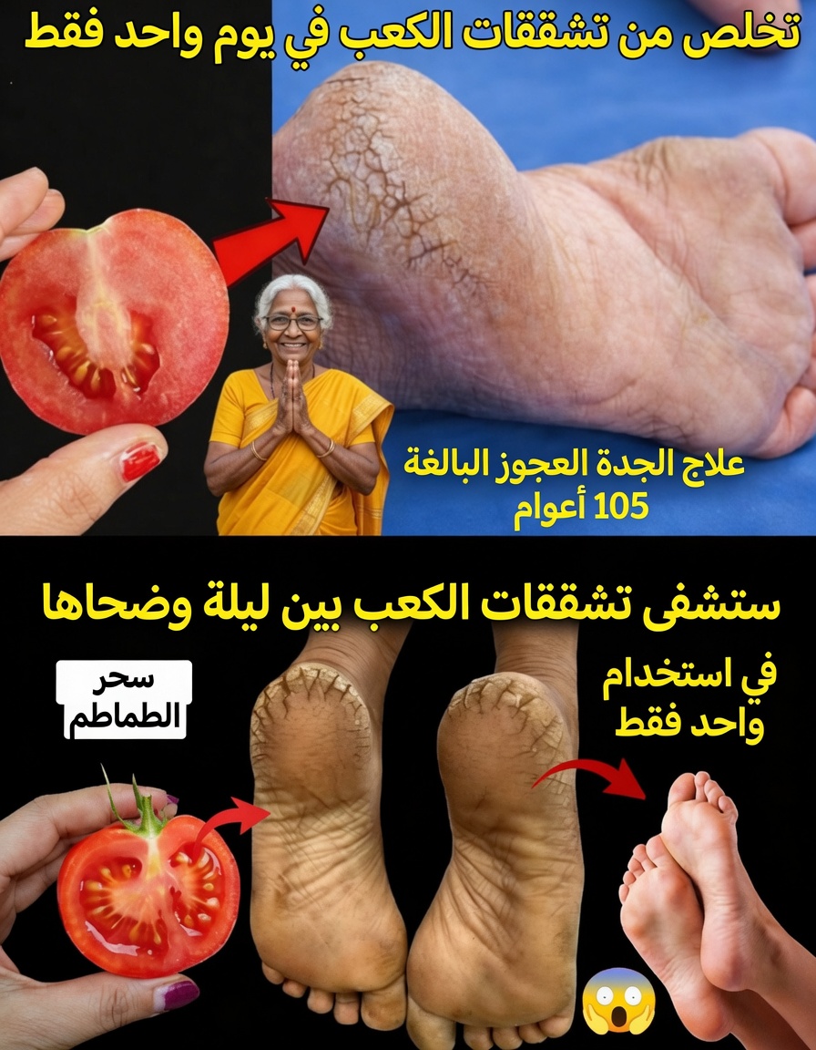 كيفية تليين وعلاج تشققات الكعبين طبيعياً بالطماطم – علاج مطبخي يُترك طوال الليل يمنح قدماً أكثر نعومة بسرعة