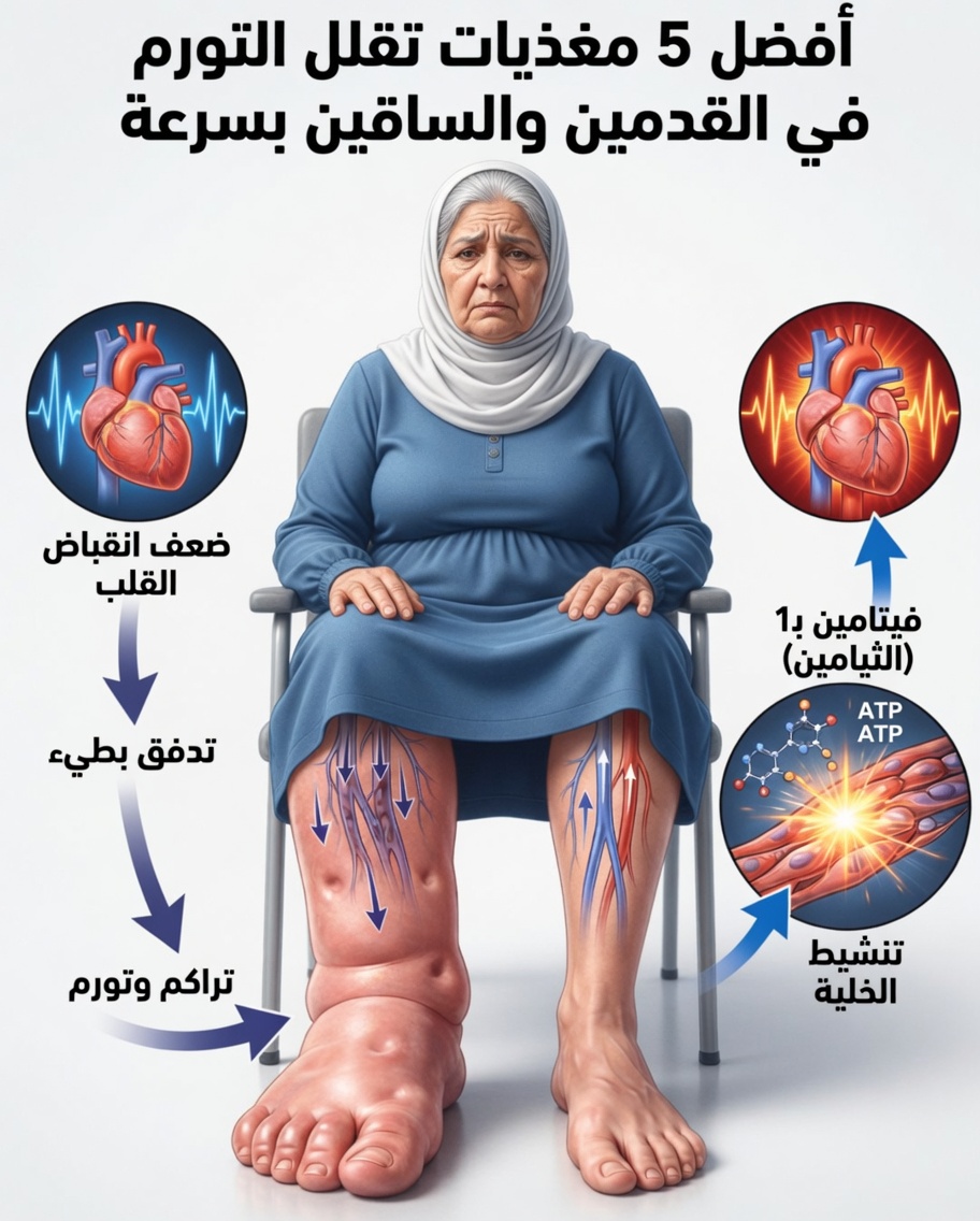 أفضل 5 عناصر غذائية لتقليل تورم القدمين والساقين