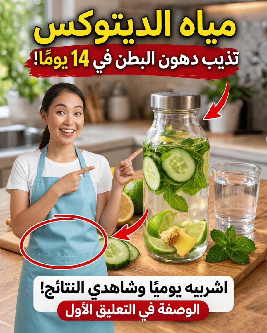 ماذا يحدث لجسمك عندما تشرب ماء ديتوكس بالخيار والليمون والزنجبيل لمدة 14 يومًا؟