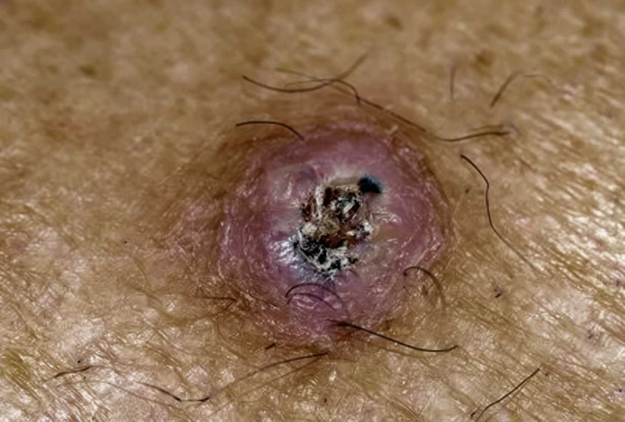قرحة مؤلمة ذات مركز داكن على ربلة الساق: إنذار جلدي لا ينبغي تجاهله