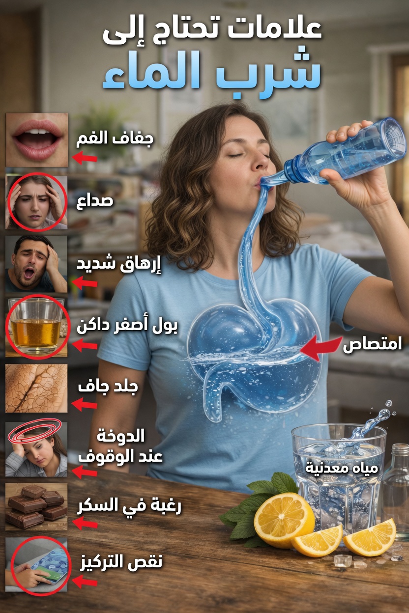 8 علامات مفاجئة تدل على أن جسمك قد يحتاج إلى المزيد من الماء اليوم