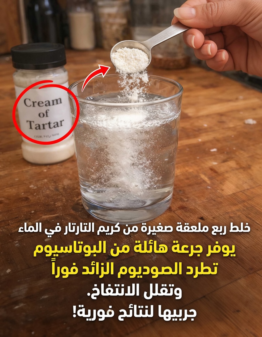 اكتشف كيف يمكن لإضافة رشة من كريم التارتار إلى الماء أن تعزز تناولك اليومي من البوتاسيوم بشكل طبيعي
