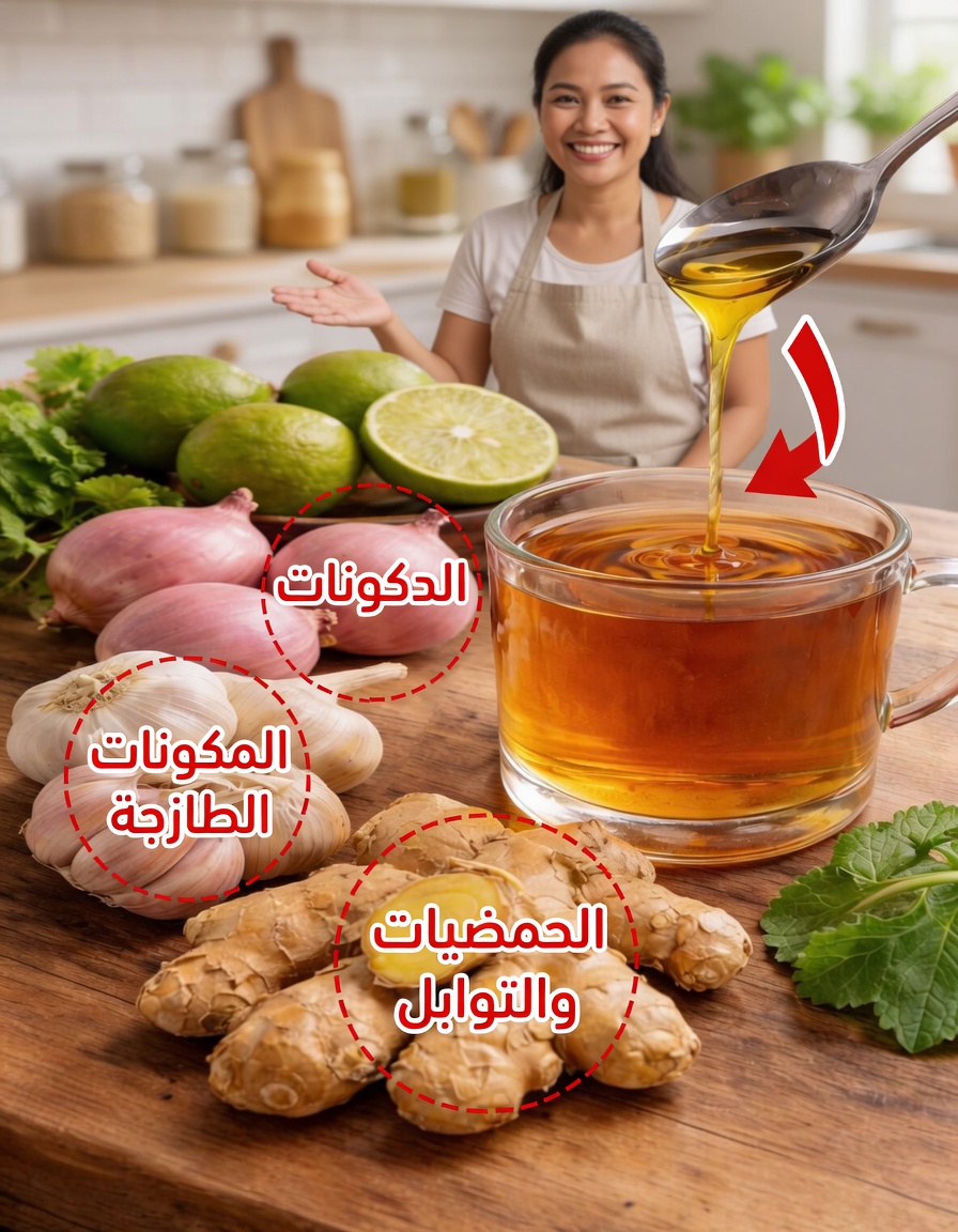 مشروب طبيعي للمساعدة في تخفيف البلغم والسعال الجاف والتهاب الجيوب الأنفية والتهاب الشعب الهوائية والتهاب الحلق