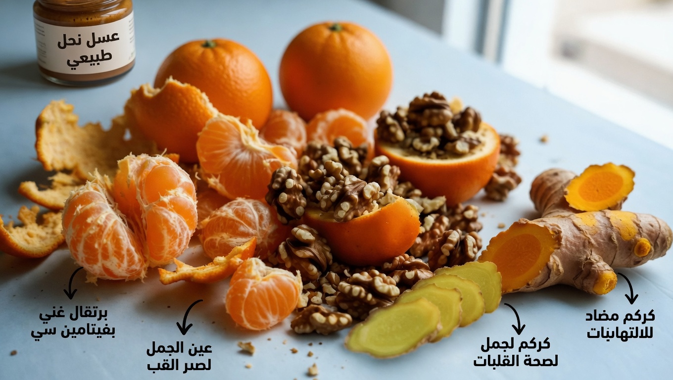 طرق طبيعية لدعم صحة الكلى والكبد والرئتين باليوسفي والجوز والزنجبيل