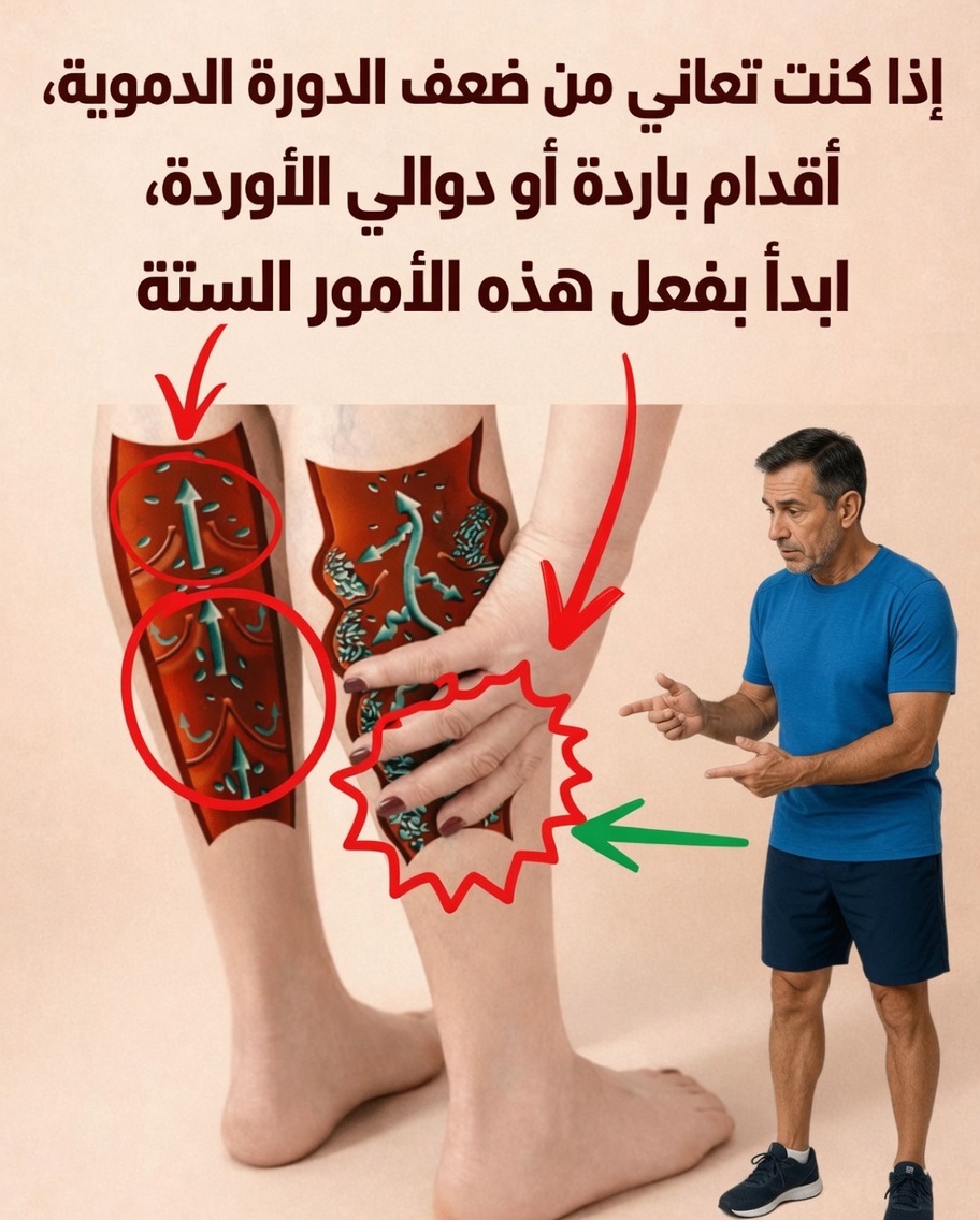 6 عادات يومية بسيطة لدعم تحسين الدورة الدموية في الساقين وتخفيف الانزعاج الناتج عن برودة القدمين أو ظهور الأوردة