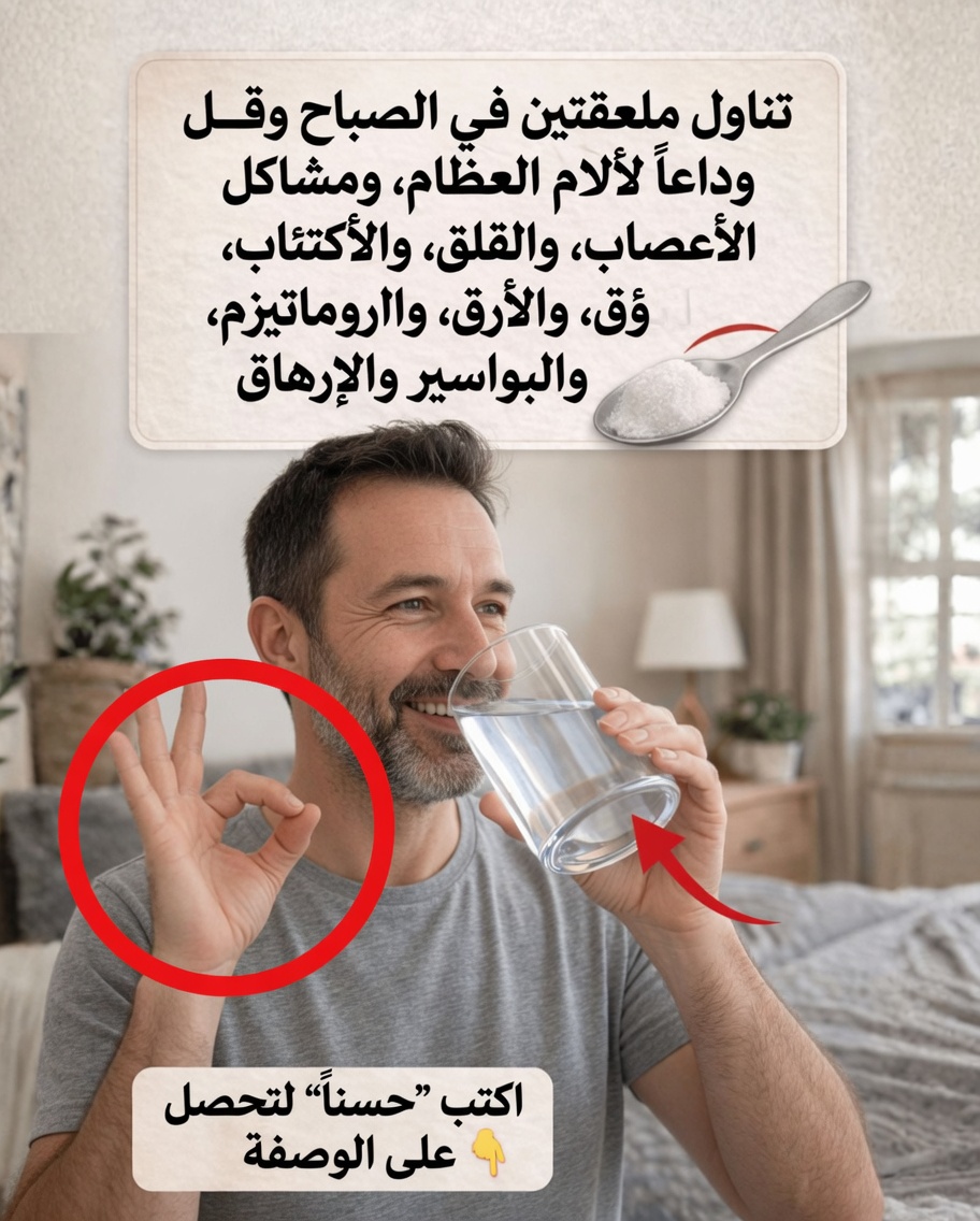 شرب رشة من ملح البحر في ماء دافئ قبل النوم: عادة ليلية بسيطة يستكشفها كثيرون فوق سن الخمسين لتحسين الترطيب والحصول على ليالٍ أكثر راحة