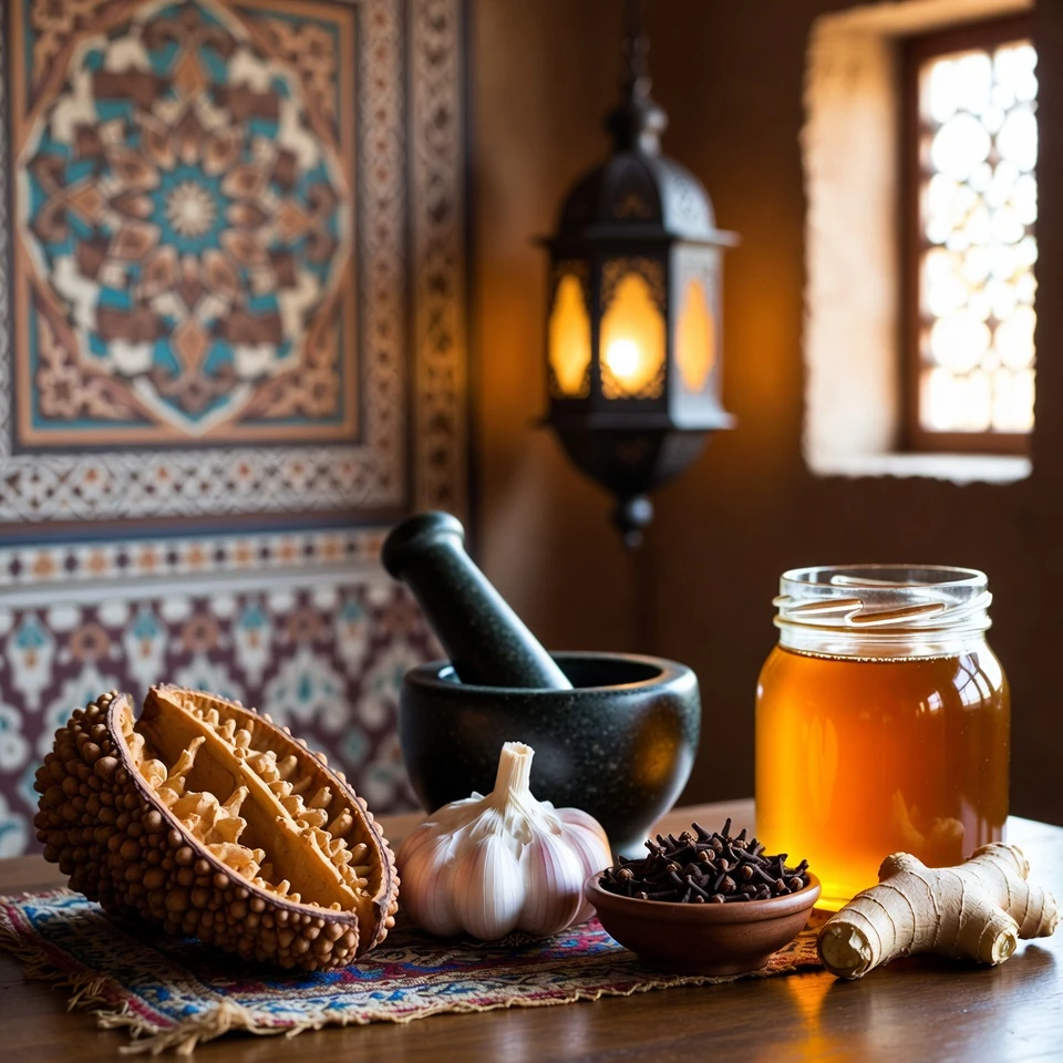 كومبو الصحة الفائقة: استكشاف جوز الكولا المر والثوم والزنجبيل والقرنفل والعسل لدعم العافية الطبيعية